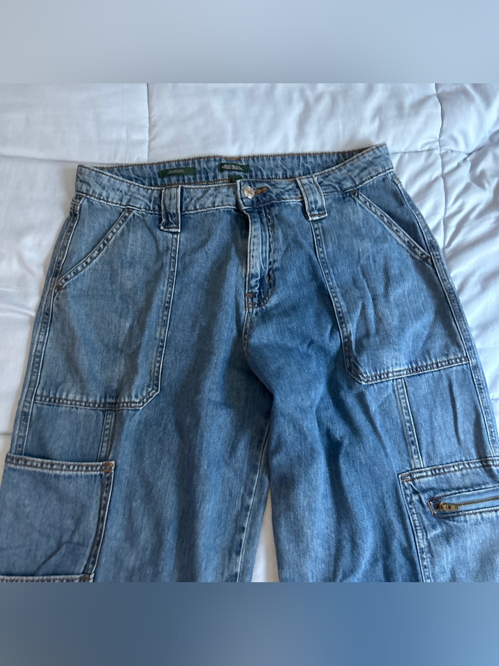 Wild Fable High Rise Cargo Utility Classic Wide leg denim Pants Women’s 12/R - Picture 4 of 10
